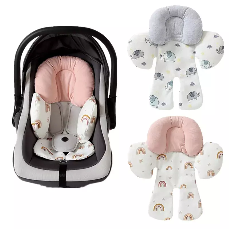 Forro de asiento de cochecito transpirable para recién nacido, accesorios de cojín de soporte para la cabeza y el cuello del bebé