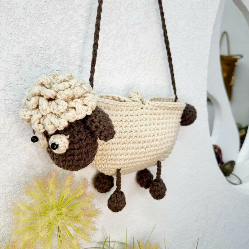 Sac à bandoulière tricoté en laine de mouton pour enfants, sac initié mignon, tissage à la main, petit sac amusant pour enfants, porte-monnaie Kawaii, cadeau pour enfant, nouveau