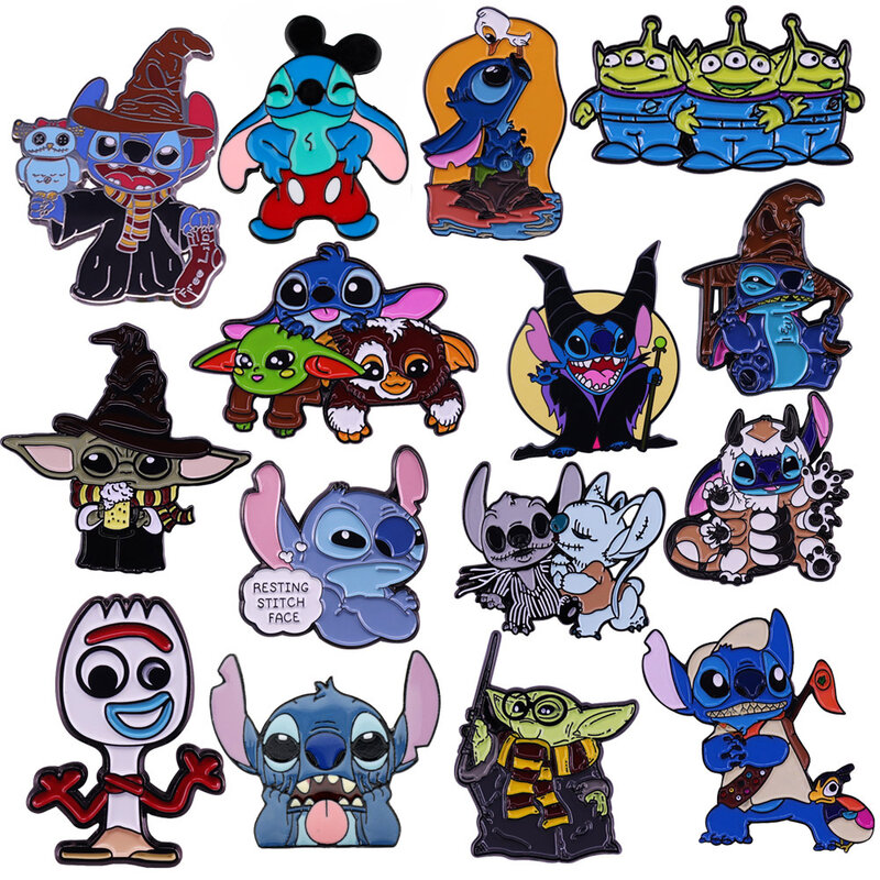 Baby Yoda Stitch Collection Esmalte Pin, Badge, Lapel Pins, Decoração de Mochila, Acessórios de Jóias, Presentes para Crianças, Bonitos, LT1007