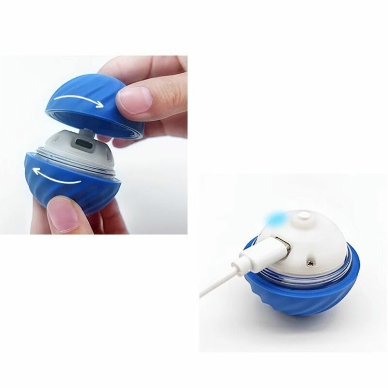 Mainan bola listrik pintar untuk anjing, mainan hewan peliharaan 52mm silikon pintar pengisian daya USB bola lompat biru/Oranye otomatis bola bergerak