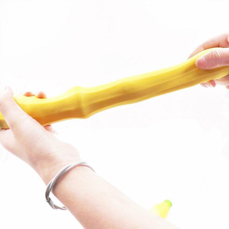 Elastico Banana giocattolo sensoriale spremere Antistress agitarsi giocattoli per bambini Antistress Gluesand elastico riempito di gomma a I9W4
