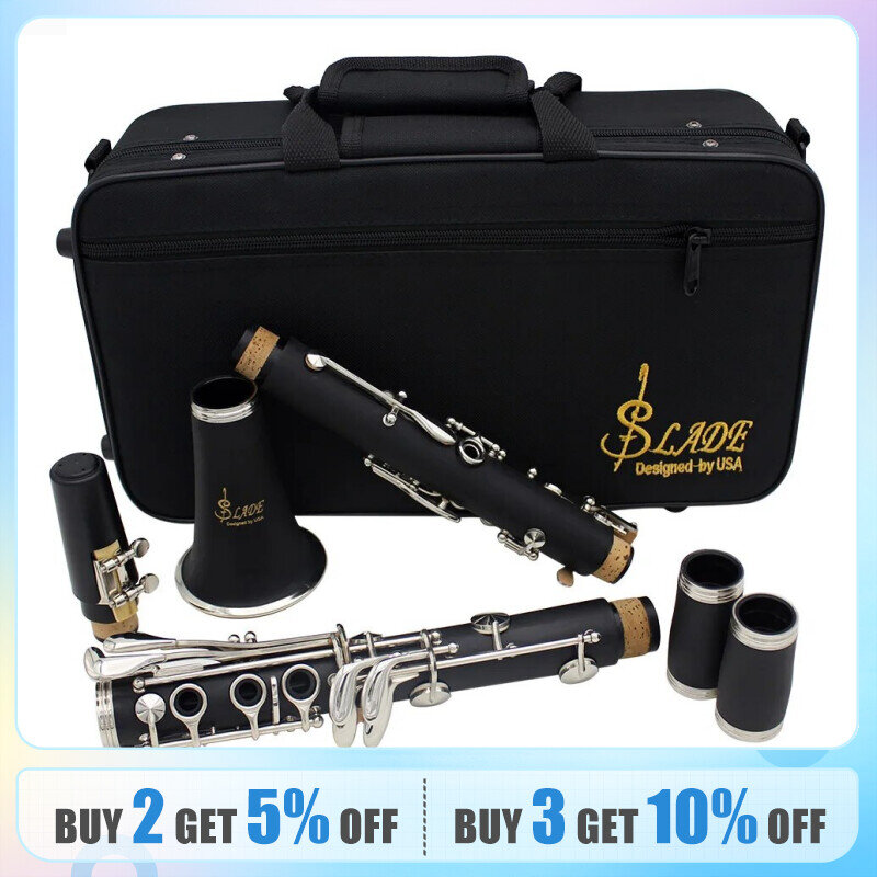 SLADE klarinet Bb 17 kunci, alat musik profesional kayu Tenor klarinet dengan kotak buluh