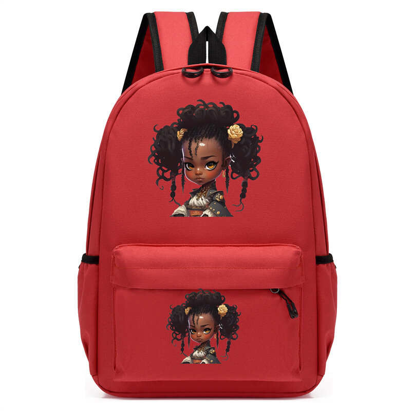 Tas punggung anak-anak Samurai hitam keriting ransel perempuan tas sekolah taman kanak-kanak tas buku anak perempuan Afro cantik tas sekolah Travel