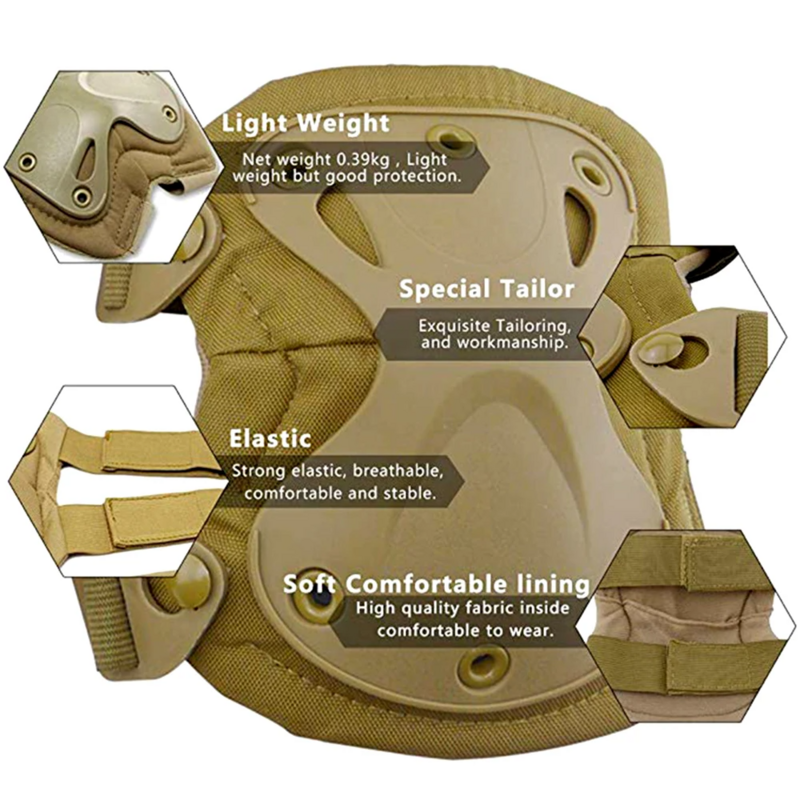 Set da 4 pezzi ginocchiere e gomitiere tattiche militari Multicam, protezioni per pattini regolabili Army Combat Airsoft caccia Safety Gear