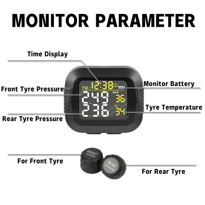 TPMS sistem monitor tekanan ban, untuk BMW R1200 F800GS K1600B untuk Yamaha Digital akurat LCD Status pergeseran nirkabel tepat