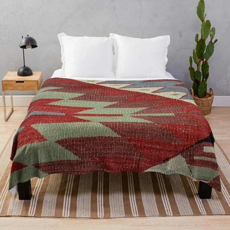Vintage Decoratieve Esme Kilim, Navaho Weave, Geweven Aztec Textiel, Kelim Gooien Deken Bed Custom Luxe St Warme Dekens