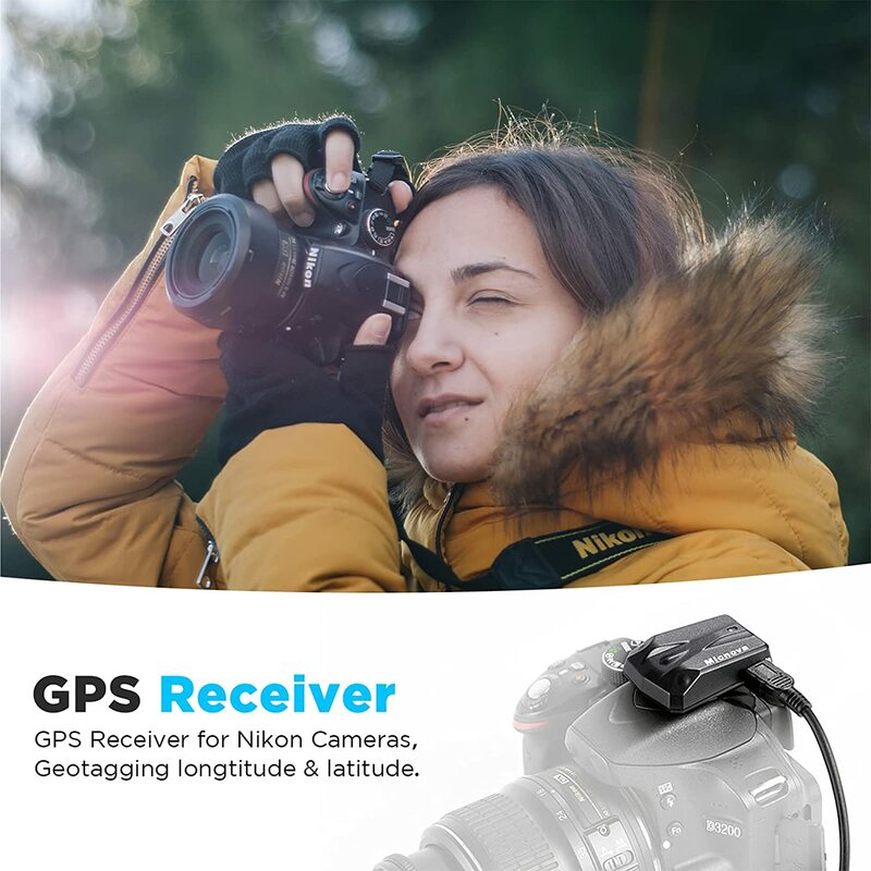 Micnova SK-GPS-N GPS รีโมทคอนโทรลสำหรับ Nikon DSLR บันทึกละติจูดลองจิจูดความสูง Universal Time Coordinated ข้อมูล