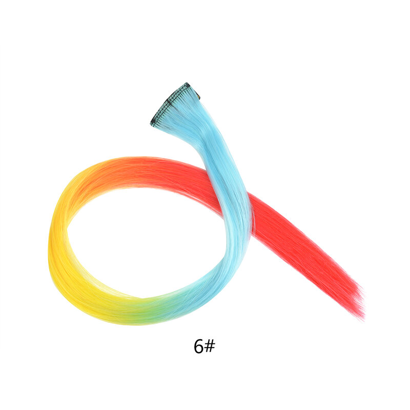 Extensiones de Cabello con Clip recto, accesorios para el cabello con gradiente de 3 colores, 19,5 pulgadas
