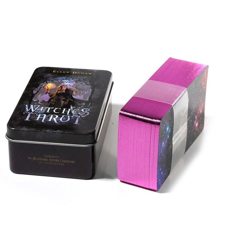 Tarot deck com guia pdf, adivinhação destino cartões em uma caixa de metal, 10.3x 6cm