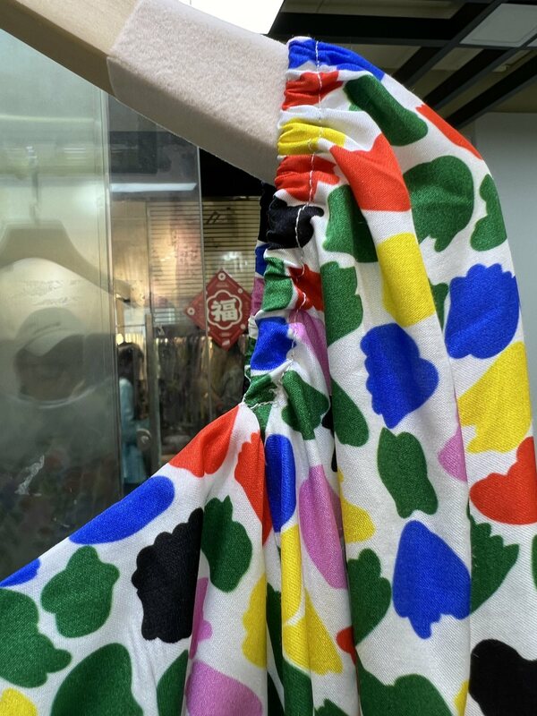 Women Colorful Printed Sweetheart Neck Long Sleeve Slim Fit Midi Dress