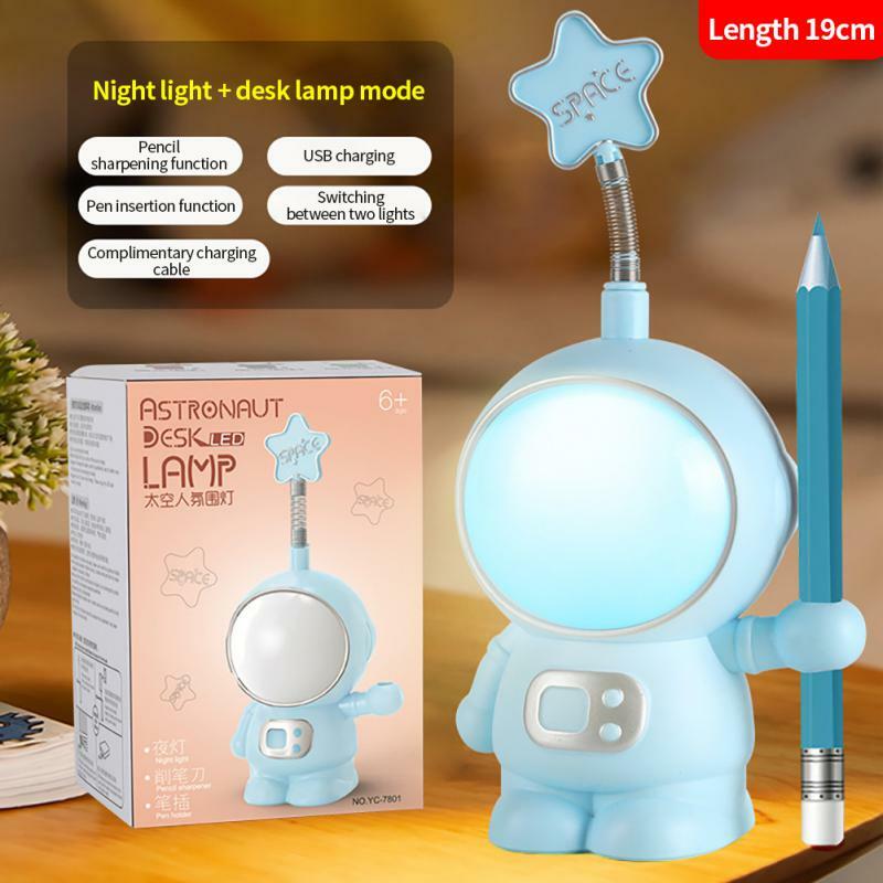 مصباح ليلي مبتكر لرائد الفضاء USB ، حامل قلم خافت ، شحن 6 ألوان للعمل والدراسة ، أضواء قراءة الكتب ، عالمية