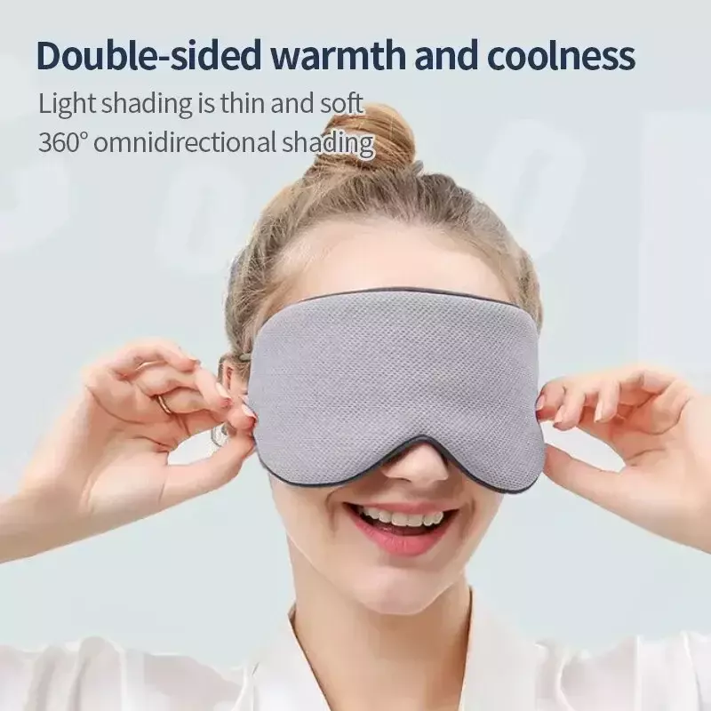 Máscara de olho para dormir para viagem estilo coreano seda de gelo quente e fria, dupla utilização, bloqueio de luz ajustável, máscara respirável
