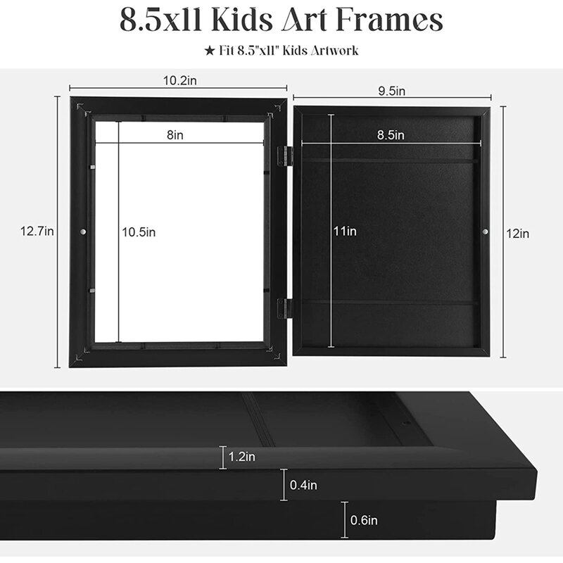 Kids Art Frames, Front Opening Kids Artwork Frames Changeable, Artwork Display Storage Frame For A4 Paper - 2PCS