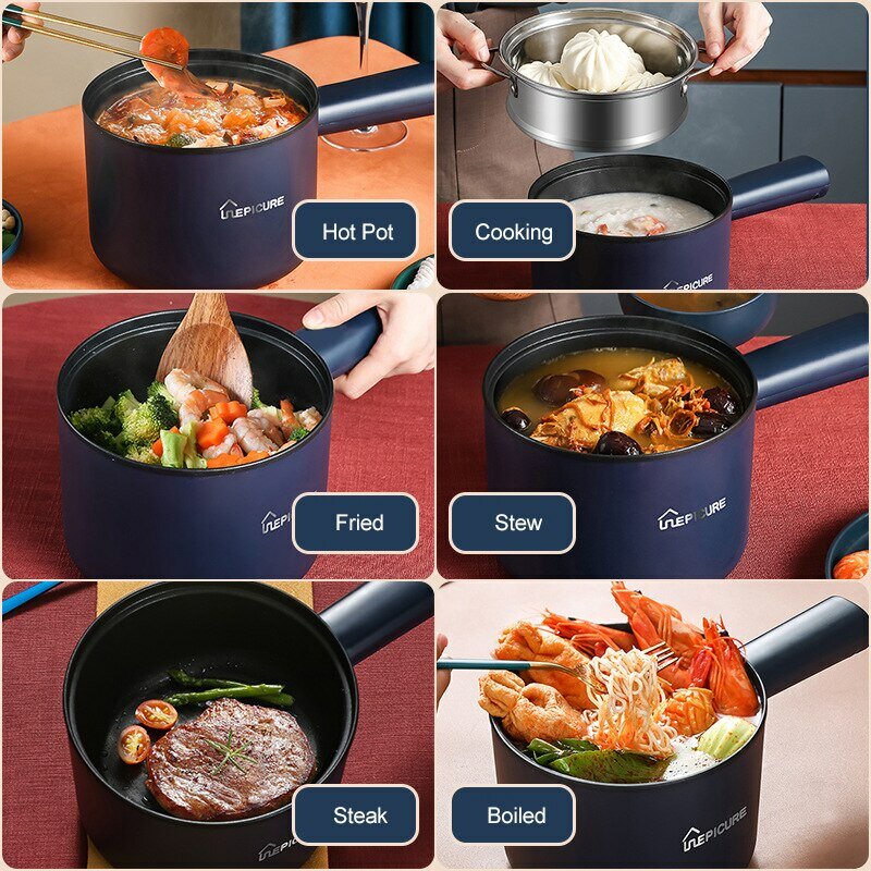 220V multifunctionele cooker huishoudelijke eenlaagse hete pot elektrische rijstkoker slaapzaal mini non-stick pan potten