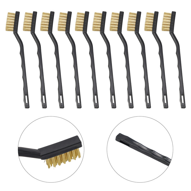 Wire Toothbrush Cleaning Brush Parts Maintenance Small Tools 10pcs 7inch Copper Wire Plastic Handle Rust Removal