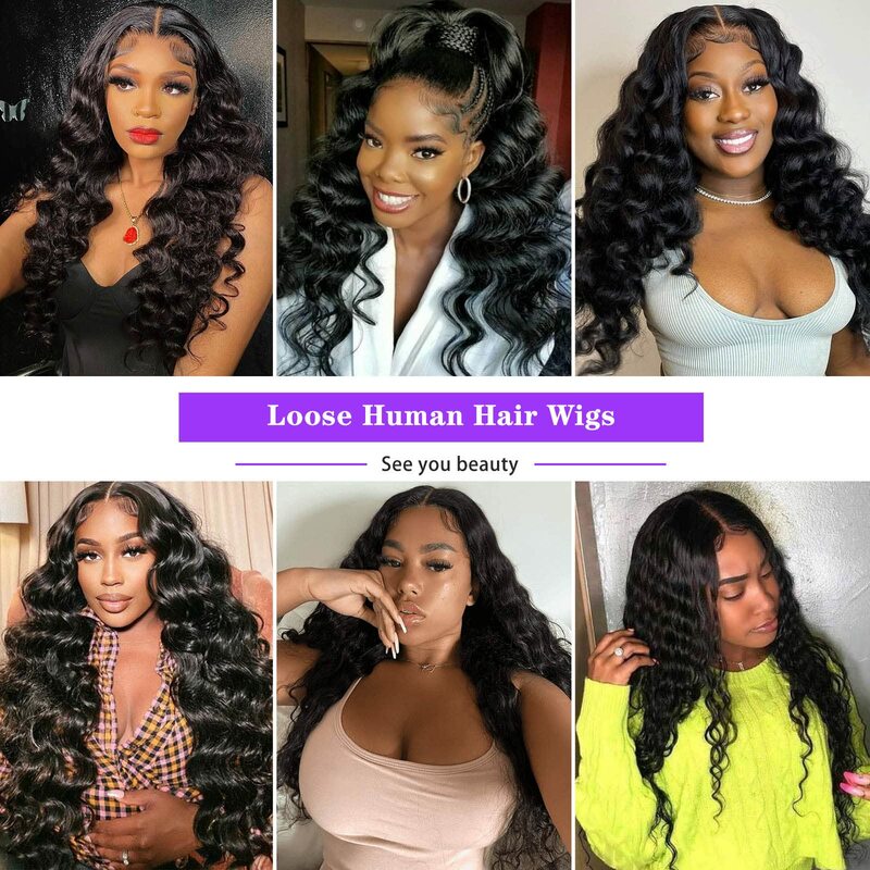 Bleached Knots 30inch Loose Wave 13x6 Real HD Transparent Full Lace Frontal Glueless Human Hair Wig Pre Plucked Ready To Wear