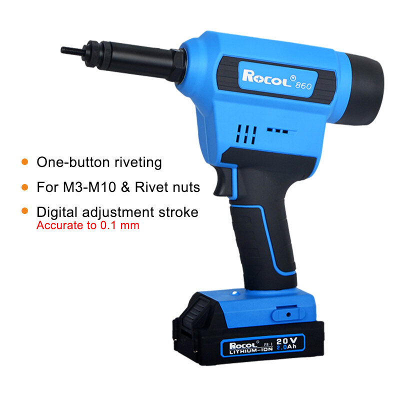 Auto Mode 20kn Industry Level Fully Automatic Battery Riveting Nut Rivet Tool Gun For M3 M10