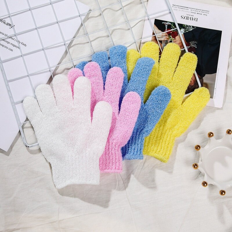 Moda nowe rękawiczki kąpielowe pięć palców prysznic złuszczający mycie dla skóry Spa masaż peeling rękawica peelingująca rękawica