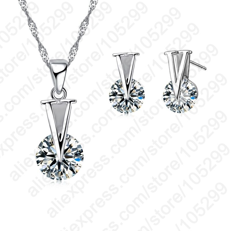 Luxury Trendy 925 Sterling Silver Cubic Zirconia Cross Butterfly Heart Star Necklace Drop Earrings Jewelry Sets