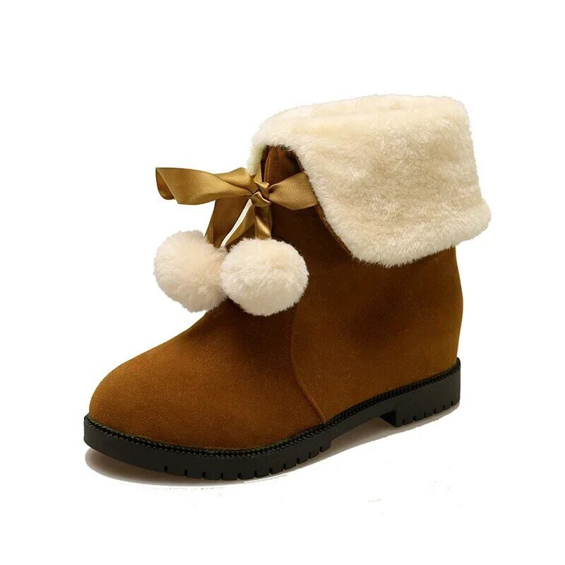 Sepatu bot wanita Lengan baru, sepatu bot wanita, sepatu bot musim dingin, bulu domba bulat untuk kehangatan, sepatu bot salju datar, tabung tengah 2023
