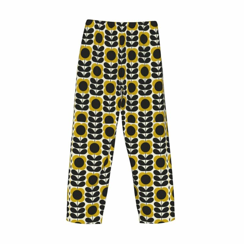 Custom Print Orla Kiely Summer Flower Stem Pajama Pants for Men Scandinavian Geometric Sleep Sleepwear Bottoms with Pockets