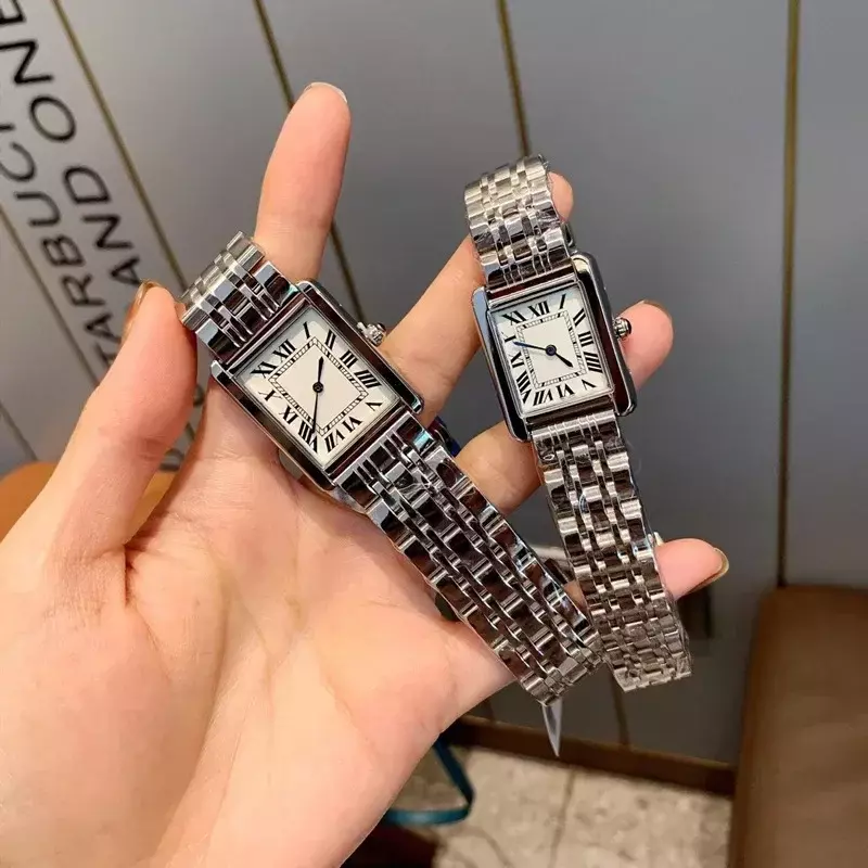 Reloj de lujo de acero completo para mujer, reloj de pulsera sin mangas a la moda