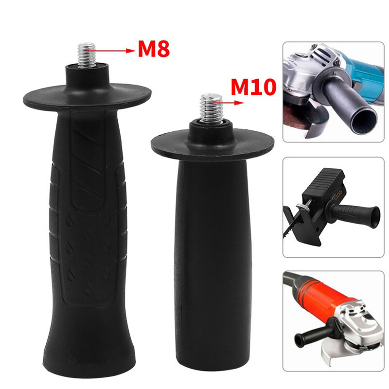 Punho de plástico preto para rebarbadora, aperto confortável, conveniente para instalar, ferramentas elétricas, M8-134mm, 8mm, 10mm