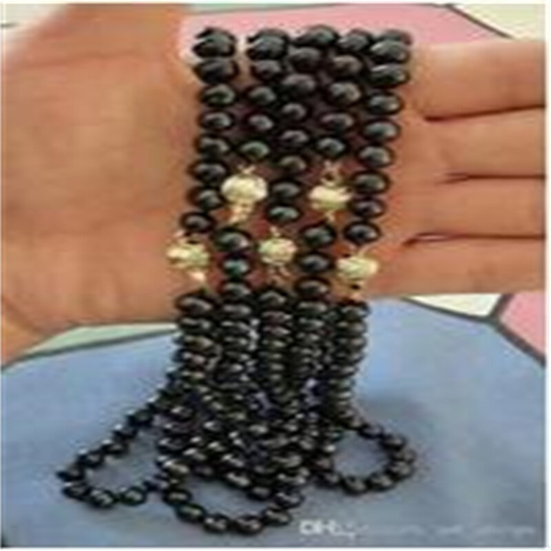Akoya-collar de joyería de perlas cultivadas, color negro Natural, 8-9mm, 18 ", 5 unidades