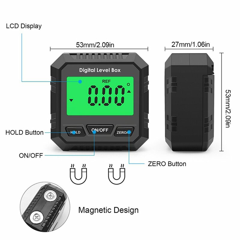 Digital Display Protractor Inclinometer Magnet 90 Degree Ruler Electronic Level And Angle V-shaped Trough Measuring Instrument