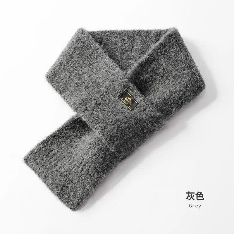 Autumn Winter Fashion Light Luxury Men's Scarf Imitation Mohair Skincare Warm Solid Color Trend Versatile Woolen Knitted Scarf