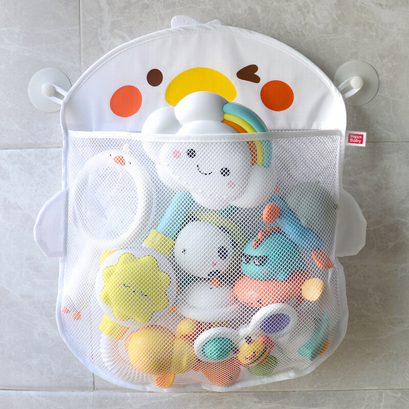 Bolsa de almacenamiento de juguetes de red de rana de pato lindo, ventosa fuerte, bolsa de juego de ducha de bebé, organizador de baño, juguete de agua