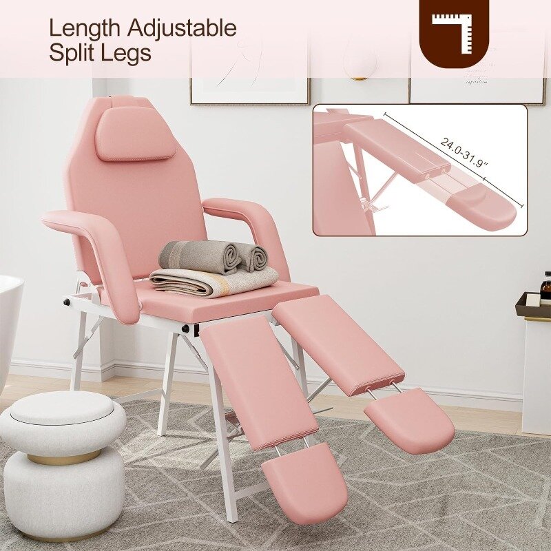 Chaise de tatouage portable avec pieds fendus pour client, chaise de spa pliable, table de massage polyvalente avec sac de rangement