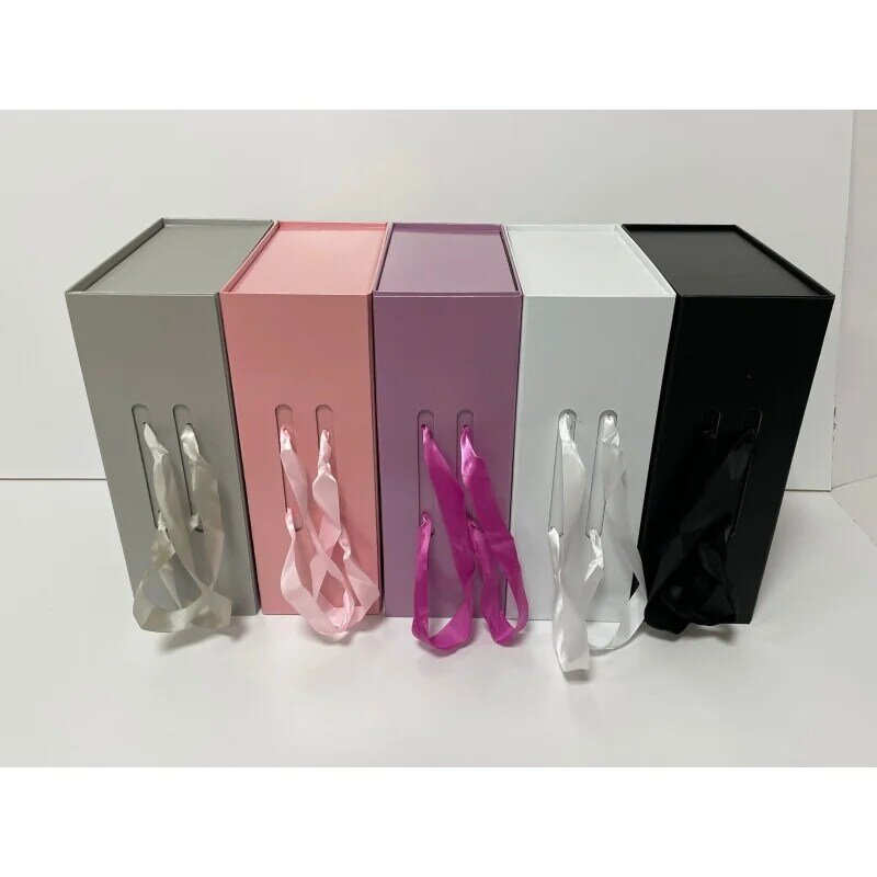 Folding Gift Paper Packaging Box, magnético com alça de fita, personalizado
