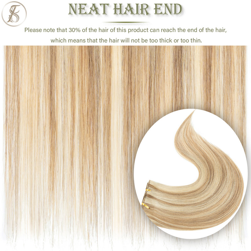 Tess 7 Stks/set Human Hair Clip In Hair Extensions Natuurlijke Extensie 14 "-24" Full Head Blonde Human Hair Clip Ins Remy Hair Stukken