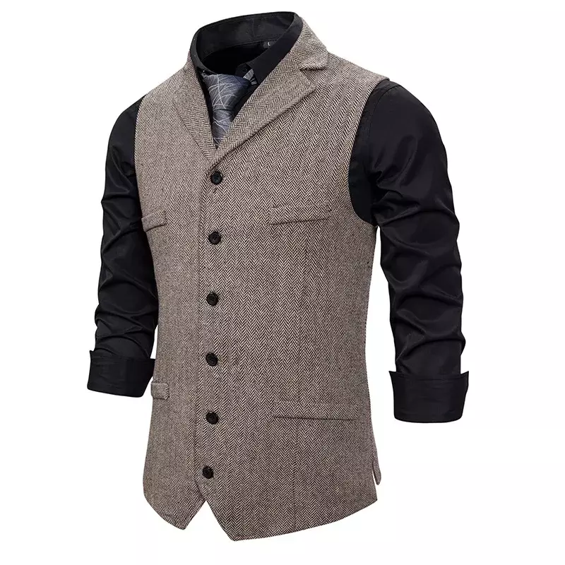 Fashion Men's Slim Fit Dress Vest Gentleman Formal Business Suit Vest Single-breasted Suit Waistcoat