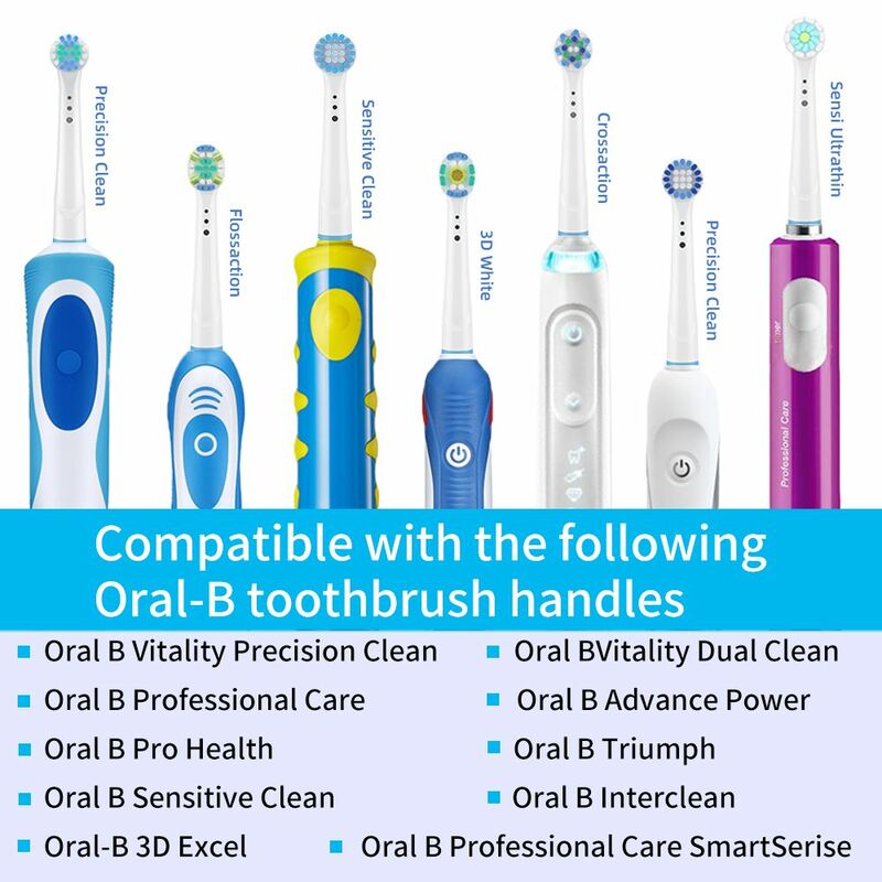 4/8/12/16/20PCS Electric Toothbrush Heads Multi Angle Deep Clean Tooth Cross Action Replacement Brush Head Refills for Oral B