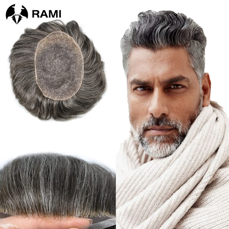 #1B80 Men Toupee Full Swiss Lace Wig Human Hair Front Bleach Men Wigs Breathable Men Hair Prosthesis Replacement Systems Unit
