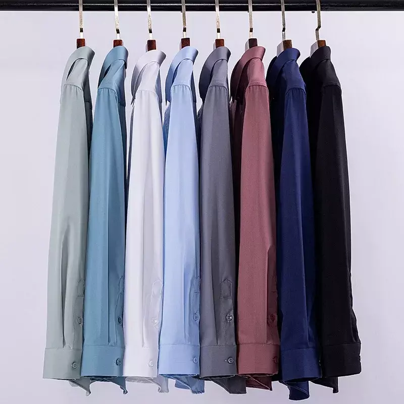 2023 Nieuwe Stretch Anti-Rimpel Heren Overhemden Overhemden Met Lange Mouwen Voor Slim Fit Camisa Social Business Blouse Wit Shirt