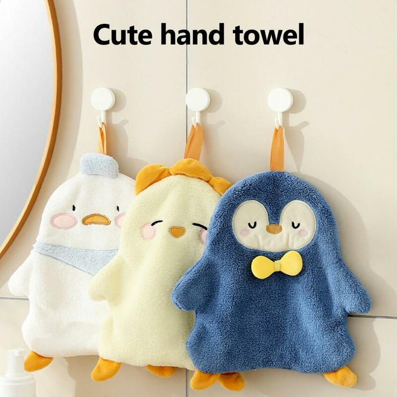 Cartoon Design Towel Soft Thick Coral Fleece Hanging Hand Towel Cute Design Quick Drying Super Absorbent for Bathroom Kitchen