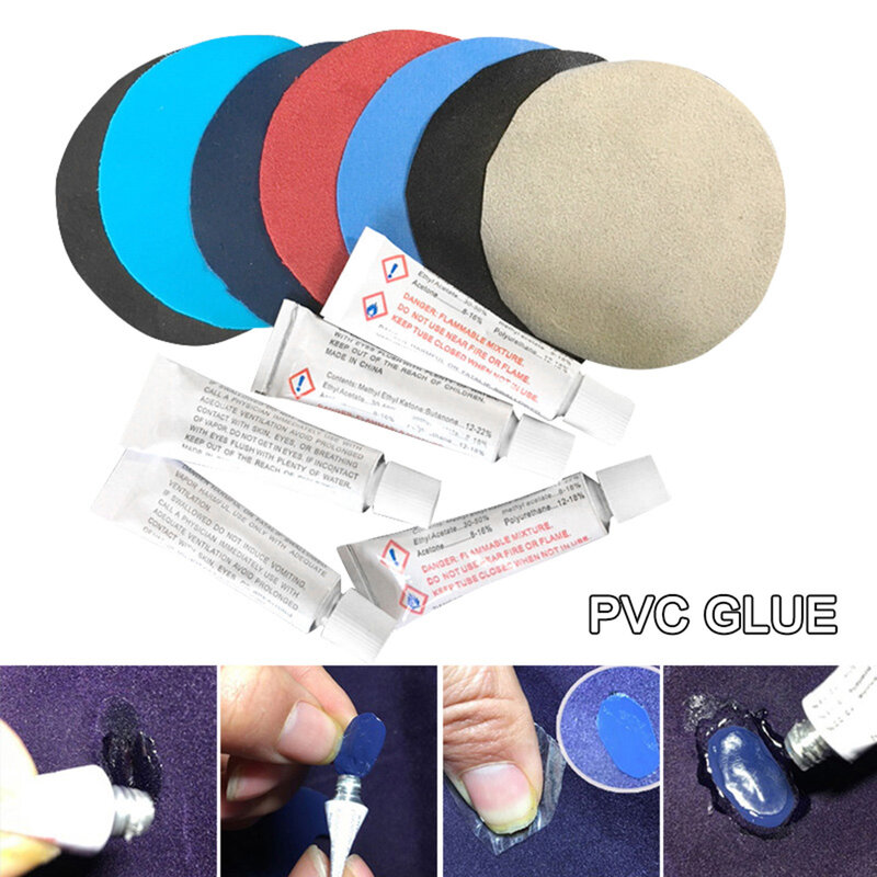 10pcs Patches With 10pcs Glue PVC Inflating Air Bed Boat Sofa Repair Kit Patches Glue For Air Mattress Self-Inflating Mat Repair