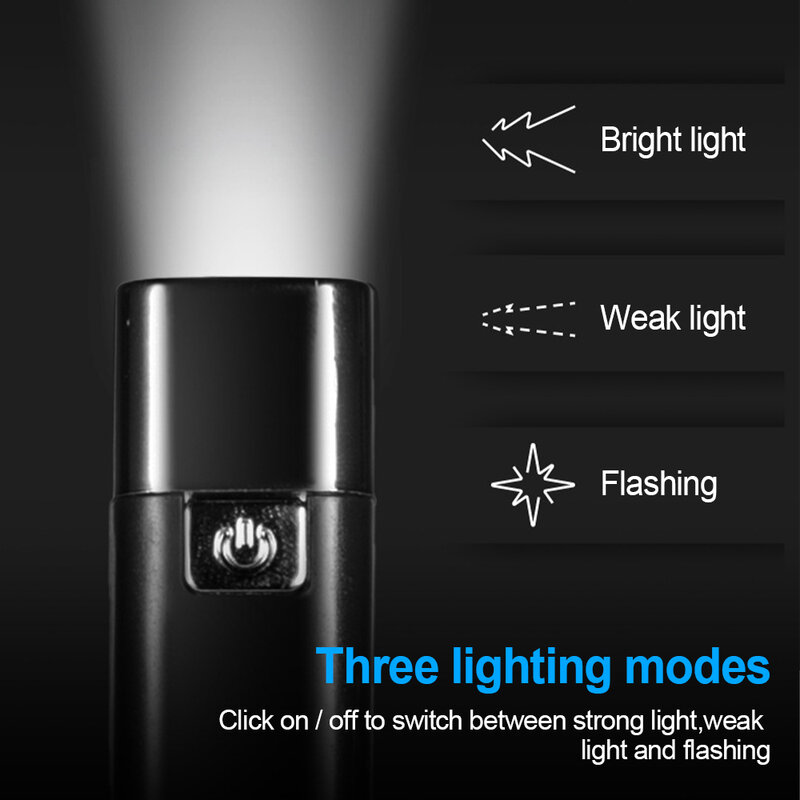 Pocket Mini Flashlight USB Rechargeable Small Torch Portable Camping Hiking Fishing Light Built-in 1200mAh Battery AS Power Bank