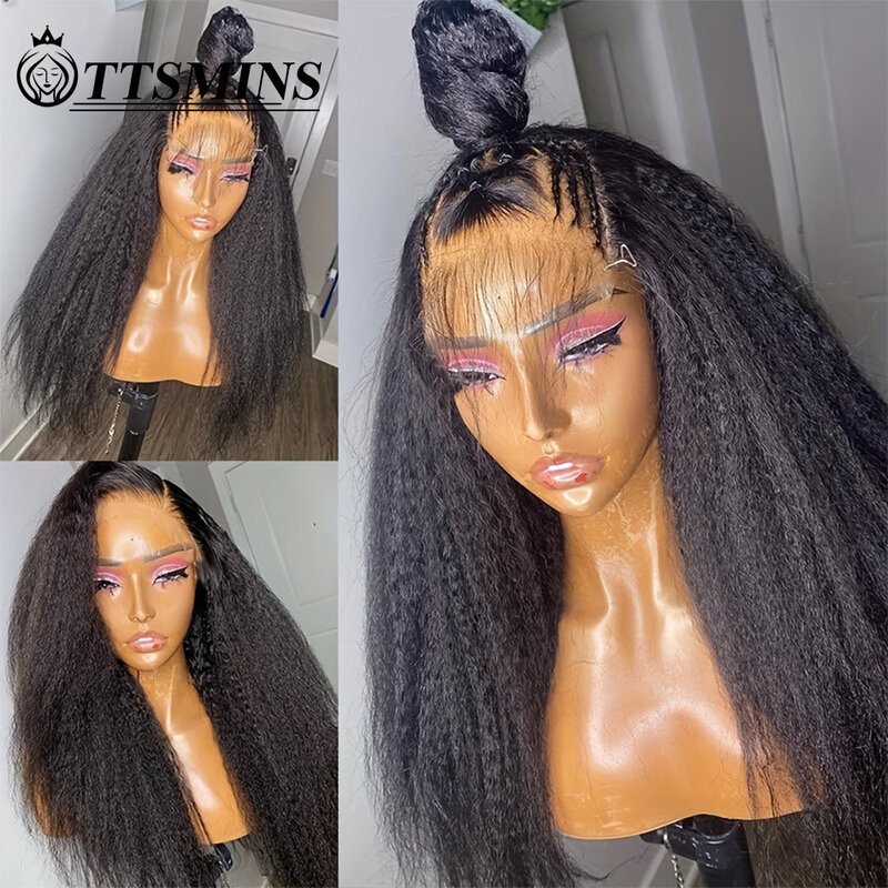 Brazilian Kinky Straight Wear and Go Glueless Wigs Human Hair Pre Plucked Pre Cut 5x5HD Lace Closure Wigs Yaki No Glue For Women
