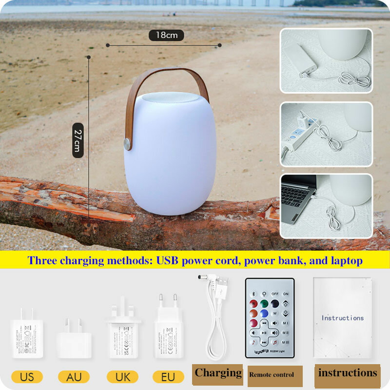 Lampe de pelouse de paysage portable étanche, chargement USB, sans fil, Bluetooth, audio, multifonctionnel, extérieur, cour