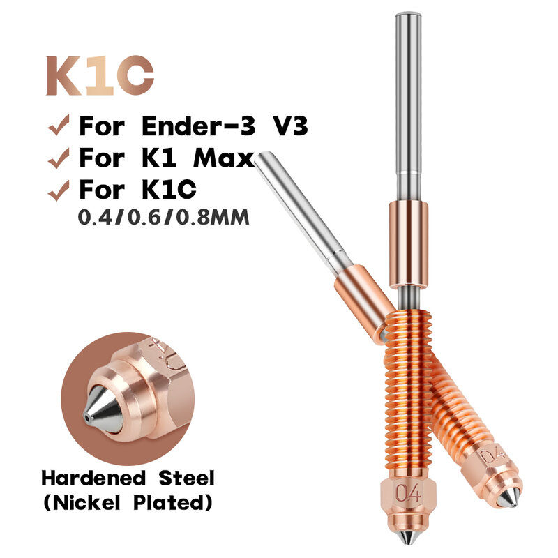 K1C ugello in titanio rame All-in-one ad alto flusso aggiornato 0.4 0.6 0.8mm ugello a cambio rapido per Creality K1 Max K1C Ender-3 V3
