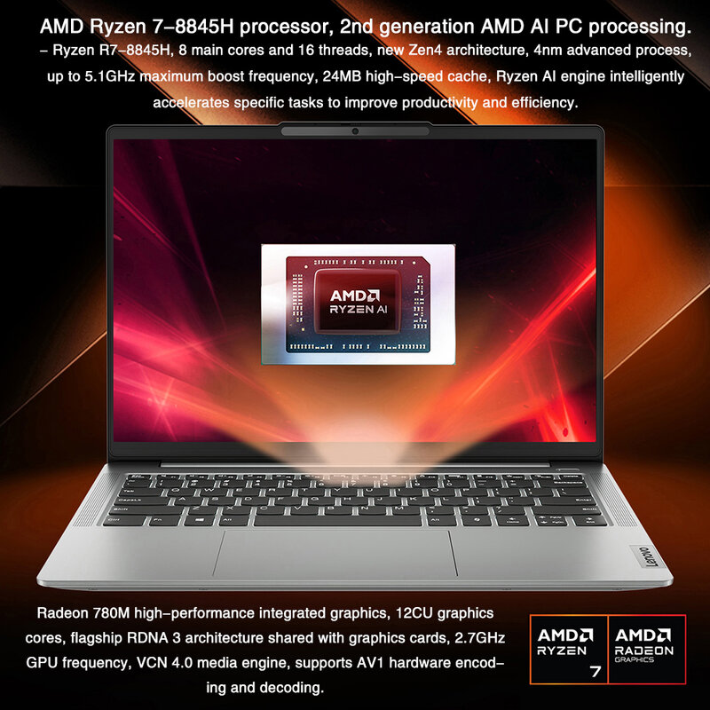 แล็ปท็อป Lenovo XiaoXin 14 2024, R7-8845H AMD Ryzen Intel Core i5-13420H RAM 16GB 32GB SSD 512GB 14 "นิ้ว FHD โน๊ตบุ๊ค Ultrabook PC