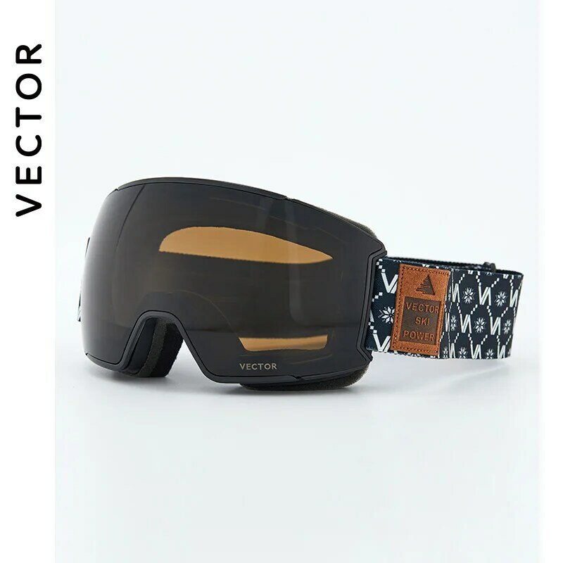 Wektor małe gogle narciarskie rama drukuj pasek dla mężczyzn kobiety, wymienne soczewki magnetyczne UV400 okulary przeciwmgielne śnieg okulary