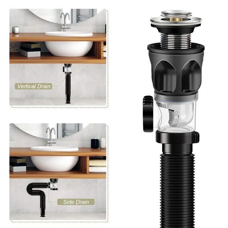 Tubería de drenaje para fregadero de cocina, colador desodorante Flexible y Flexible, accesorios antibloqueo para Baño
