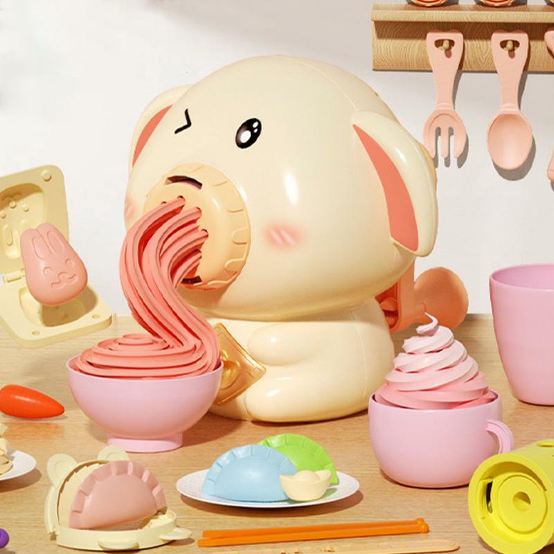 Pig Shape 3D Plasticine Mold Modeling Clay Noodle Maker Diy Plastic Play Dough Tools Sets Toys Ice Cream Color Clay for Kids toy