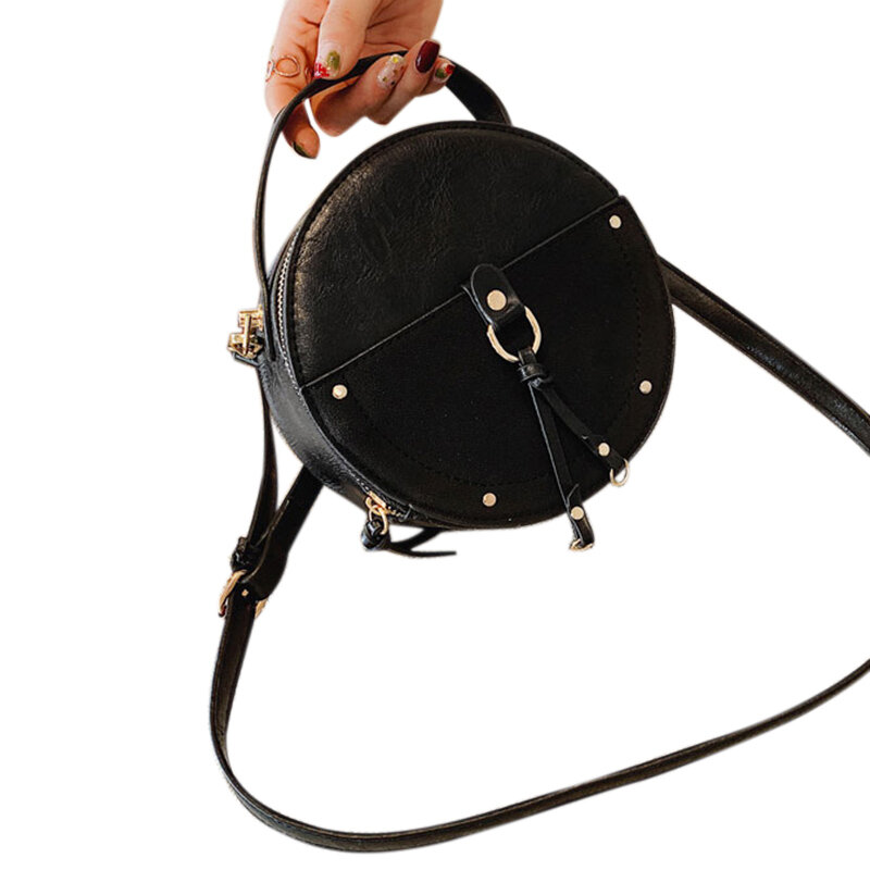 女性用ラウンドデザイナークロスバッグ,小さな合成皮革ショルダーストラップ