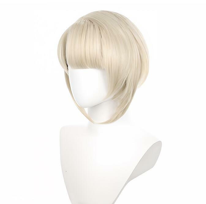 Genshin Impact Fontaine Freminet Wigs Synthetic Short Straight Blonde Game Cosplay Hair Wig for Daily Party